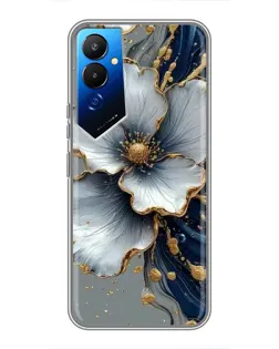 Чехол для TECNO POVA 4 (LG7n) с картинкой «Белый цветок и золотой флюид»