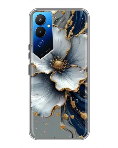 Чехол для TECNO POVA 4 (LG7n) с картинкой «Белый цветок и золотой флюид»