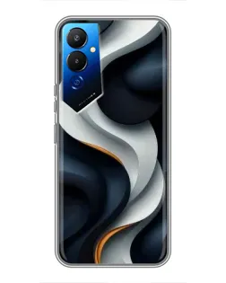 Чехол для TECNO POVA 4 (LG7n) с картинкой «Объемные черно-белые ленты»