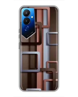 Чехол для TECNO POVA 4 (LG7n) с картинкой «Коричневые объемные квадраты»