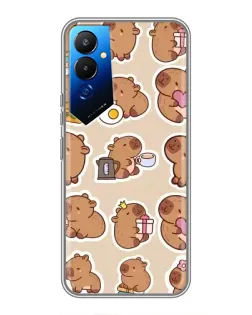Чехол для TECNO POVA 4 (LG7n) с картинкой «Капибары паттерн»
