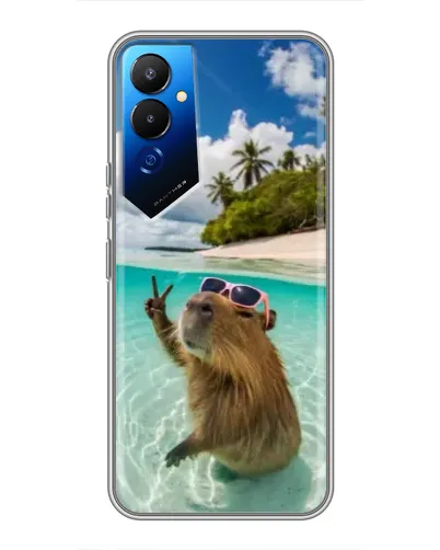 Чехол для TECNO POVA 4 (LG7n) с картинкой «Капибара на море»