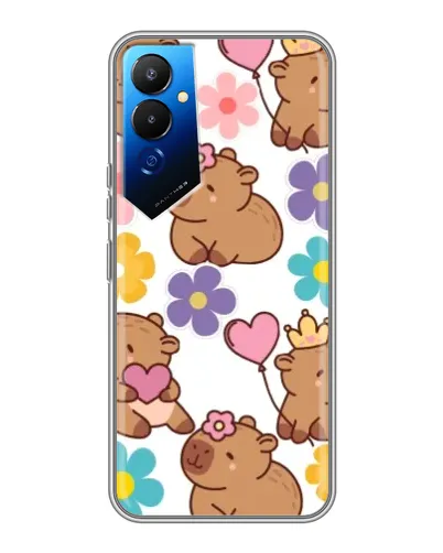 Чехол для TECNO POVA 4 (LG7n) с картинкой «Цветочный паттерн капибар»
