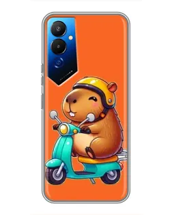 Чехол для TECNO POVA 4 (LG7n) с картинкой «Капибара на скутере»