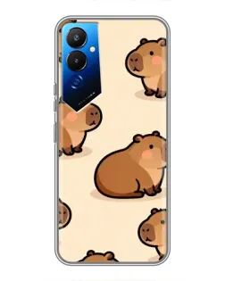 Чехол для TECNO POVA 4 (LG7n) с картинкой «Паттерн милых капибар»