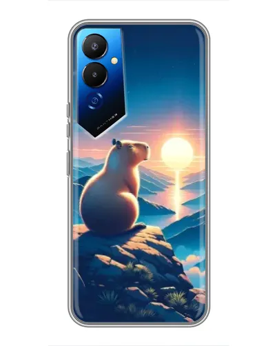 Чехол для TECNO POVA 4 (LG7n) с картинкой «Закат солнца с капибарой»