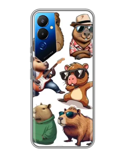 Чехол для TECNO POVA 4 (LG7n) с картинкой «Крутые капибары музыканты»