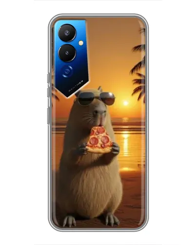 Чехол для TECNO POVA 4 (LG7n) с картинкой «Капибара с пиццей»