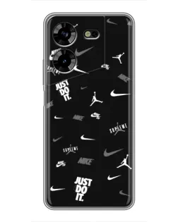Чехол для TECNO POVA 5 (LG7n) с картинкой «Nike Black Pattern»