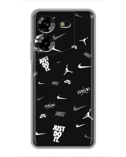 Чехол для TECNO POVA 5 (LG7n) с картинкой «Nike Black Pattern»