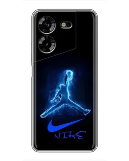 Чехол для TECNO POVA 5 (LG7n) с картинкой «Jordan Neon Blue»
