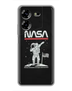 Чехол для TECNO POVA 5 (LG7n) с картинкой «NASA — шагаем по Луне»