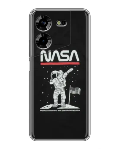 Чехол для TECNO POVA 5 (LG7n) с картинкой «NASA — шагаем по Луне»