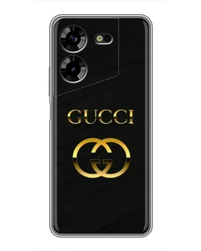 Чехол для TECNO POVA 5 (LG7n) с картинкой «Золотой логотип Gucci»