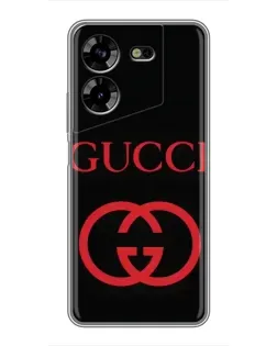 Чехол для TECNO POVA 5 (LG7n) с картинкой «Gucci — красный логотип»
