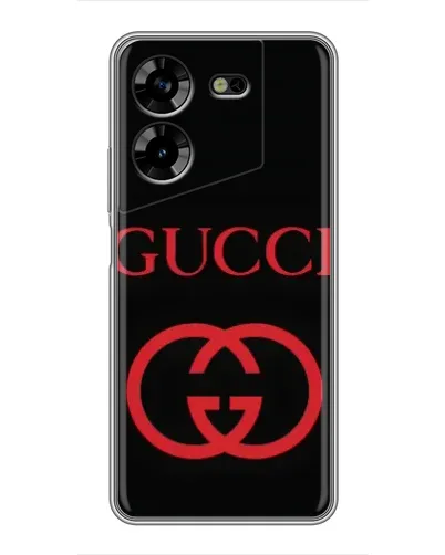Чехол для TECNO POVA 5 (LG7n) с картинкой «Gucci — красный логотип»
