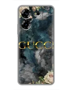 Чехол для TECNO POVA 5 (LG7n) с картинкой «Абстрактные цветы Gucci»