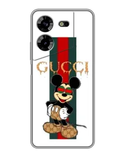 Чехол для TECNO POVA 5 (LG7n) с картинкой «Микки Маус Gucci — полосы»