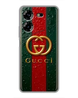 Чохол для TECNO POVA 5 (LG7n) з картинкою «Gucci — фірмова смуга та золото»