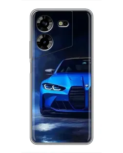 Чехол для TECNO POVA 5 (LG7n) с картинкой «Голубая BMW M4»