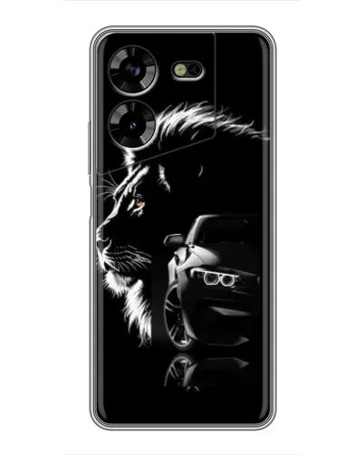 Чехол для TECNO POVA 5 (LG7n) с картинкой «BMW и лев»
