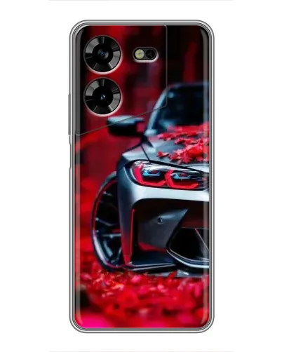 Чехол для TECNO POVA 5 (LG7n) с картинкой «Спортивная BMW и цветы»