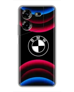 Чехол для TECNO POVA 5 (LG7n) с картинкой «Логотип BMW и неоновые дуги»
