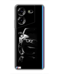 Чехол для TECNO POVA 5 (LG7n) с картинкой «Силуэт BMW в темноте»
