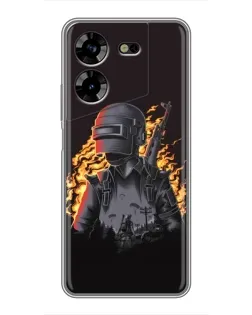 Чехол для TECNO POVA 5 (LG7n) с картинкой «PUBG — огненный силуэт»