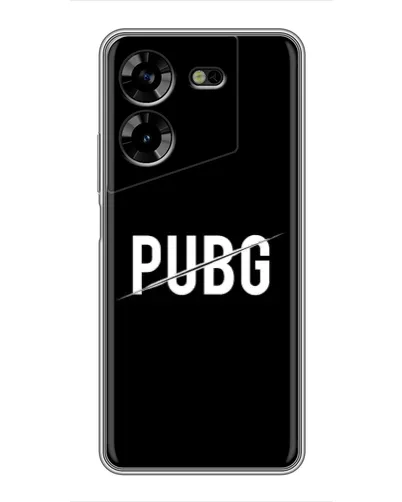 Чехол для TECNO POVA 5 (LG7n) с картинкой «PUBG — белый логотип»