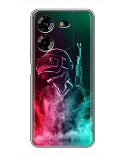 Чехол для TECNO POVA 5 (LG7n) с картинкой «PUBG — огненный воин»