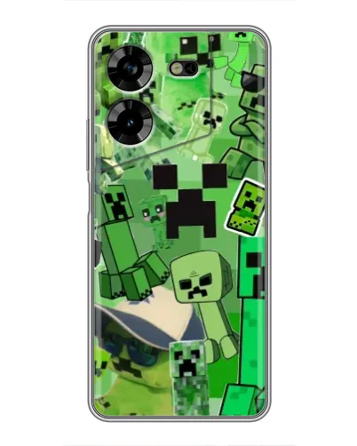 Чехол для TECNO POVA 5 (LG7n) с картинкой «Криперы Minecraft»