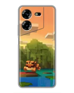 Чехол для TECNO POVA 5 (LG7n) с картинкой «Майнкрафт закат солнца»