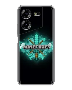 Чехол для TECNO POVA 5 (LG7n) с картинкой «Minecraft Diamond лого»