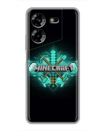 Чехол для TECNO POVA 5 (LG7n) с картинкой «Minecraft Diamond лого»