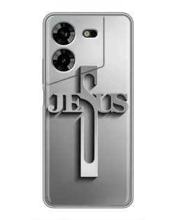 Чохол для TECNO POVA 5 (LG7n) з картинкою «Металевий хрест Jesus»