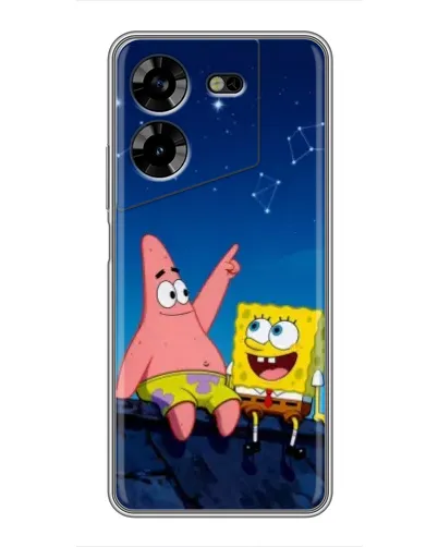 Чехол для TECNO POVA 5 (LG7n) с картинкой «Губка Боб и Патрик ночью»