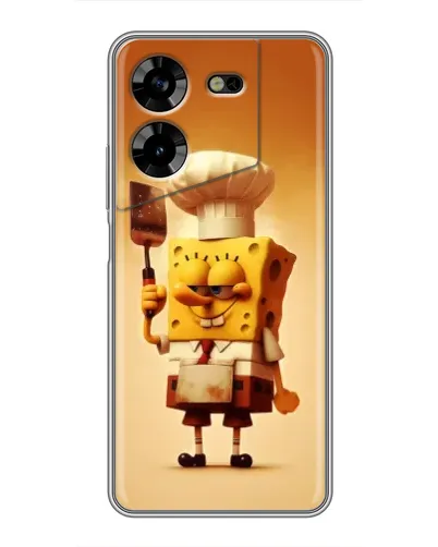 Чехол для TECNO POVA 5 (LG7n) с картинкой «Губка Боб повар»