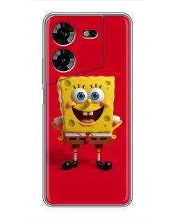Чехол для TECNO POVA 5 (LG7n) с картинкой «Спанч Боб на красном»
