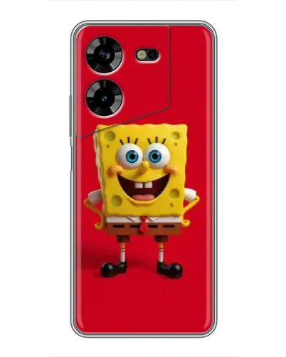 Чехол для TECNO POVA 5 (LG7n) с картинкой «Спанч Боб на красном»