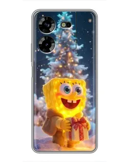 Чехол для TECNO POVA 5 (LG7n) с картинкой «Рождественский Спанч Боб»
