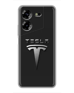 Чехол для TECNO POVA 5 (LG7n) с картинкой «Стальной логотип Tesla»