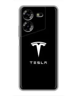 Чехол для TECNO POVA 5 (LG7n) с картинкой «Tesla White Logo»