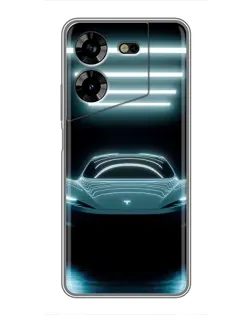 Чехол для TECNO POVA 5 (LG7n) с картинкой «Tesla в неоне»