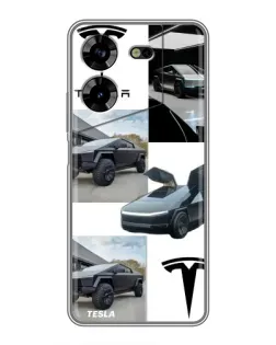 Чехол для TECNO POVA 5 (LG7n) с картинкой «Коллаж Cybertruck Tesla»