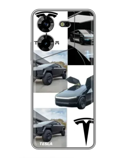 Чехол для TECNO POVA 5 (LG7n) с картинкой «Коллаж Cybertruck Tesla» Чехол для TECNO POVA 5 (LG7n) с картинкой «Коллаж Cybertruck Tesla»