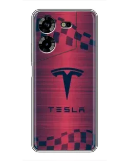 Чехол для TECNO POVA 5 (LG7n) с картинкой «Тесла красный карбон»