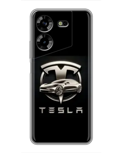 Чехол для TECNO POVA 5 (LG7n) с картинкой «Tesla — серебристое авто» Чехол для TECNO POVA 5 (LG7n) с картинкой «Tesla — серебристое авто»