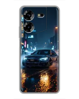 Чехол для TECNO POVA 5 (LG7n) с картинкой «Ночной город и Audi»