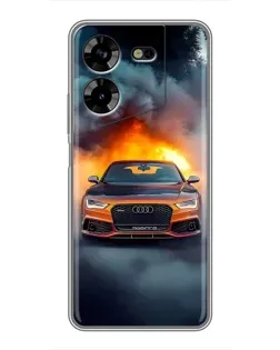 Чехол для TECNO POVA 5 (LG7n) с картинкой «Audi в огненном дыму»